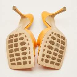 Pre Owned Bottega Veneta Stretch Size 41 Orange Leather Slide Sandals