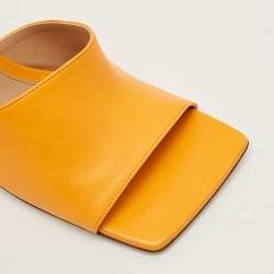 Pre Owned Bottega Veneta Stretch Size 41 Orange Leather Slide Sandals