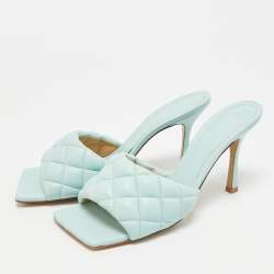 مملوكة مسبقًا صندل سلايد بوتيغا فينيتا ليدو جلد أزرق مغزول مقاس 36.5