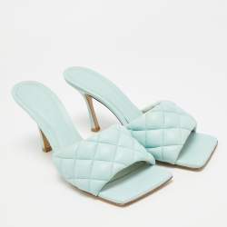 مملوكة مسبقًا صندل سلايد بوتيغا فينيتا ليدو جلد أزرق مغزول مقاس 36.5