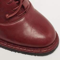 Pre Owned Bottega Veneta Veneta Size 38 Burgundy Leather Wedge Ankle Length Boots