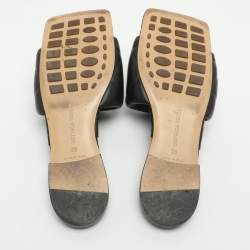 Pre Owned Bottega Veneta Lido Size 38 Black Leather Flat Slides 