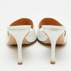 Pre Owned Bottega Veneta Strech Size 41 White Leather Slide Sandals