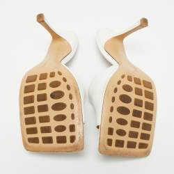 Pre Owned Bottega Veneta Strech Size 41 White Leather Slide Sandals