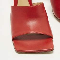 Pre Owned Bottega Veneta Strech Size 38.5 Red Leather Slide Sandals