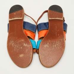 Pre Owned Bottega Veneta Size 39 Multicolor Leather and Snakeskin Slingback Flats