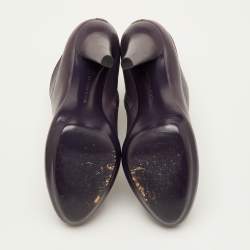 Pre Owned Bottega Veneta Size 38.5 Dark Purple Leather Ankle Length Boots