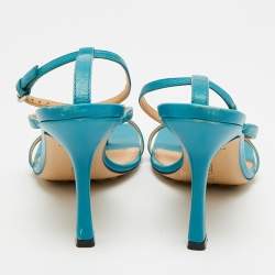 Pre Owned Bottega Veneta Stretch Size 36 Blue Leather Ankle Strap Sandals