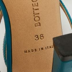Pre Owned Bottega Veneta Stretch Size 36 Blue Leather Ankle Strap Sandals