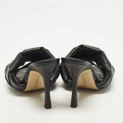 Pre Owned Bottega Veneta Lido Size 37 Black Intrecciato Leather Slide Sandals
