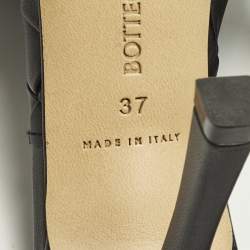 Pre Owned Bottega Veneta Lido Size 37 Black Intrecciato Leather Slide Sandals