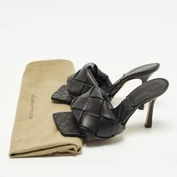 Pre Owned Bottega Veneta Lido Size 37 Black Intrecciato Leather Slide Sandals