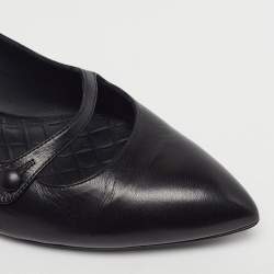 Pre Owned Bottega Veneta kitten Heel Size 38 Black Leather Mary Jane Pumps