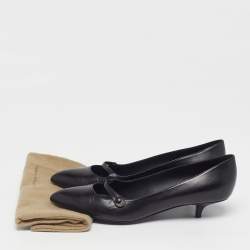 Pre Owned Bottega Veneta kitten Heel Size 38 Black Leather Mary Jane Pumps