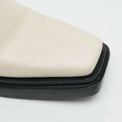 Pre Owned Bottega Veneta Cliff Size 38.5 Cream Leather Ankle Length Boots