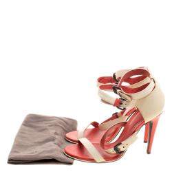 Pre Owned صندل بوتيغا فينيتا سيور كاحل جلد كريمية مقاس 38.5