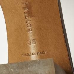 Pre Owned Bottega Veneta Ravello Size 38 Metallic Intrecciato Leather Slide Sandals