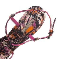 Pre Owned Bottega Veneta Corniola Topaz Pollock Print Silk Sandals Size 40