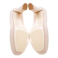 Pre Owned  Bottega Veneta Blush Pink Suede Platform Pumps Size 37.5