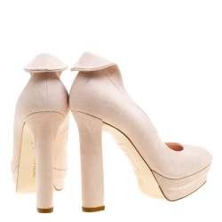 Pre Owned  Bottega Veneta Blush Pink Suede Platform Pumps Size 37.5