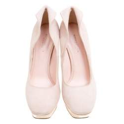 Pre Owned  Bottega Veneta Blush Pink Suede Platform Pumps Size 37.5