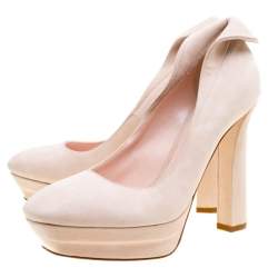 Pre Owned  Bottega Veneta Blush Pink Suede Platform Pumps Size 37.5