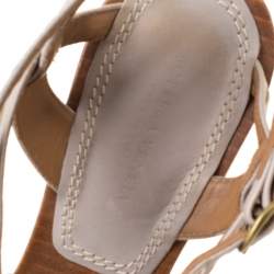 مملوكة مسبقًا Bottega Veneta Grey Intrecciato Leather Ankle Strap Platform Sandals Size 36