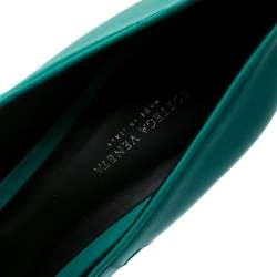 Pre Owned Bottega Veneta Green Leather Intrecciato Peep Toe Platform Pumps Size 41