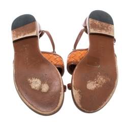 Pre Owned Bottega Veneta Brown Intrecciato Gladiator Sandals Size 36.5