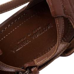 Pre Owned Bottega Veneta Brown Intrecciato Gladiator Sandals Size 36.5