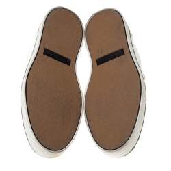 Pre Owned Bottega Veneta White Intrecciato Leather Dodger Slip On Sneakers Size 37.5