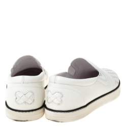 Pre Owned Bottega Veneta White Intrecciato Leather Dodger Slip On Sneakers Size 37.5