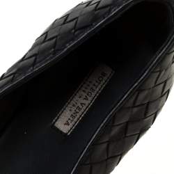 Pre Owned Bottega Veneta Black Intrecciato Leather Ballet Flats Size 38