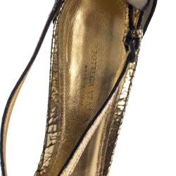Pre Owned صندل بوتيغا فينيتا سيور جلد مجعد ذهبي ميتاليك مقاس 39.5