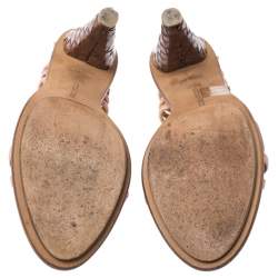 مملوكة مسبقًا صندل بوتيغا فينيتا مقدمة مفتوحة سيور جلد مغزول وردي مقاس 36.5