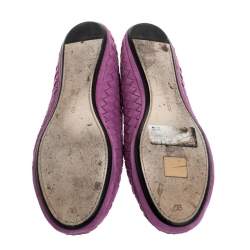 Pre Owned Bottega Veneta Purple Intrecciato Leather Ballet Flats Size 39