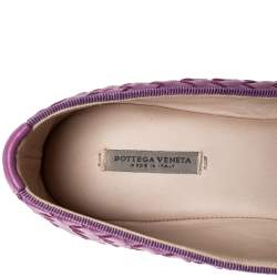 Pre Owned Bottega Veneta Purple Intrecciato Leather Ballet Flats Size 39