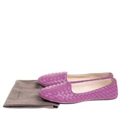 Pre Owned Bottega Veneta Purple Intrecciato Leather Ballet Flats Size 39