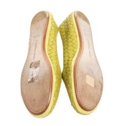 Pre Owned Bottega Veneta Yellow Intrecciato Leather Ballet Flats Size 40