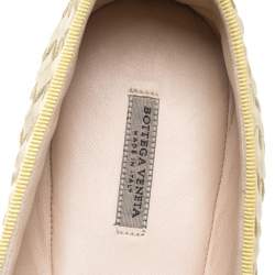 Pre Owned Bottega Veneta Pale Yellow Intrecciato Leather Ballet Flats Size 40