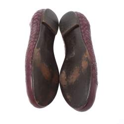 مملوكة مسبقًا حذاء باليرينا فلات بوتيغا فينيتا جلد أنترشياتو عنابي مقاس 39.5