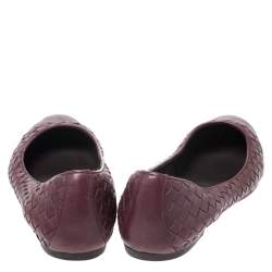 مملوكة مسبقًا حذاء باليرينا فلات بوتيغا فينيتا جلد أنترشياتو عنابي مقاس 39.5