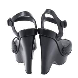 مملوكة مسبقًا صندل بوتيغا فينيتا بمقدمة مفتوحة و بنعل سميك و بكعب روكي جلد أسود مقاس 37.5