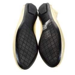 Pre Owned Bottega Veneta Gold Leather Studded Ballet Flats Size 38.5