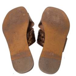 مملوكة مسبقًا صندل فلات بوتيغا فينيتا بسيور متعاكسة جلد أنترشياتو برونزي ميتاليك مقاس 37