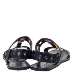 Pre Owned صندل بوتيغا فين يتا جلد أسود بحزام للكاحل مقاس 36