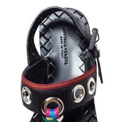 Pre Owned صندل بوتيغا فينيتا جلد أسود بحزام للكاحل مقاس 36