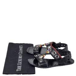 Pre Owned صندل بوتيغا فينيتا جلد أسود بحزام للكاحل مقاس 36