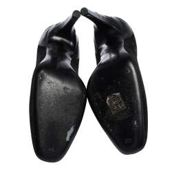 Pre Owned Bottega Veneta Black Suede and Leather Woven Heel Pumps Size 35.5