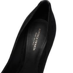 Pre Owned Bottega Veneta Black Suede and Leather Woven Heel Pumps Size 35.5